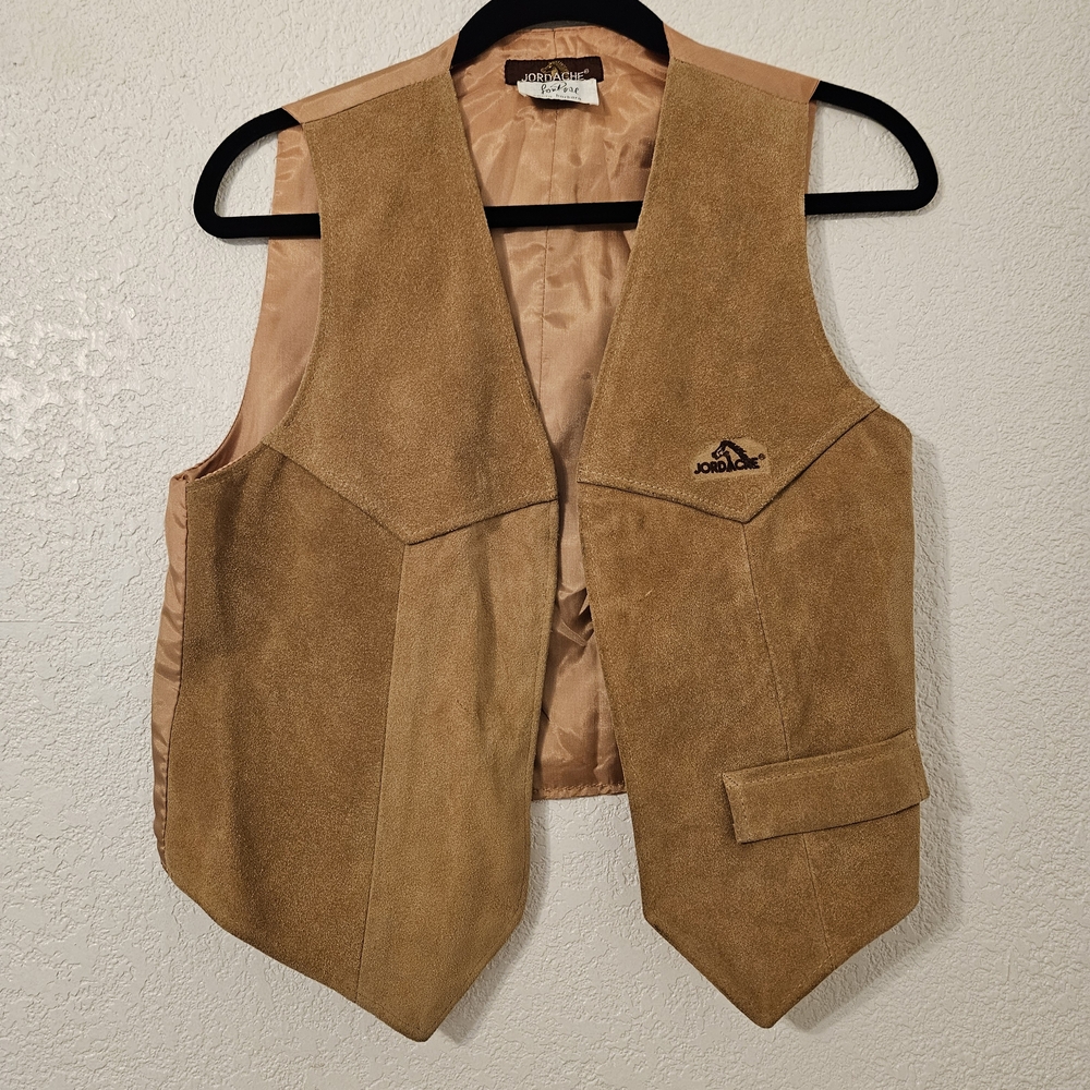 Vintage 80s Jordache Tan Suede Vest - Western Urban Cowboy Cowgirl Aesthetic
